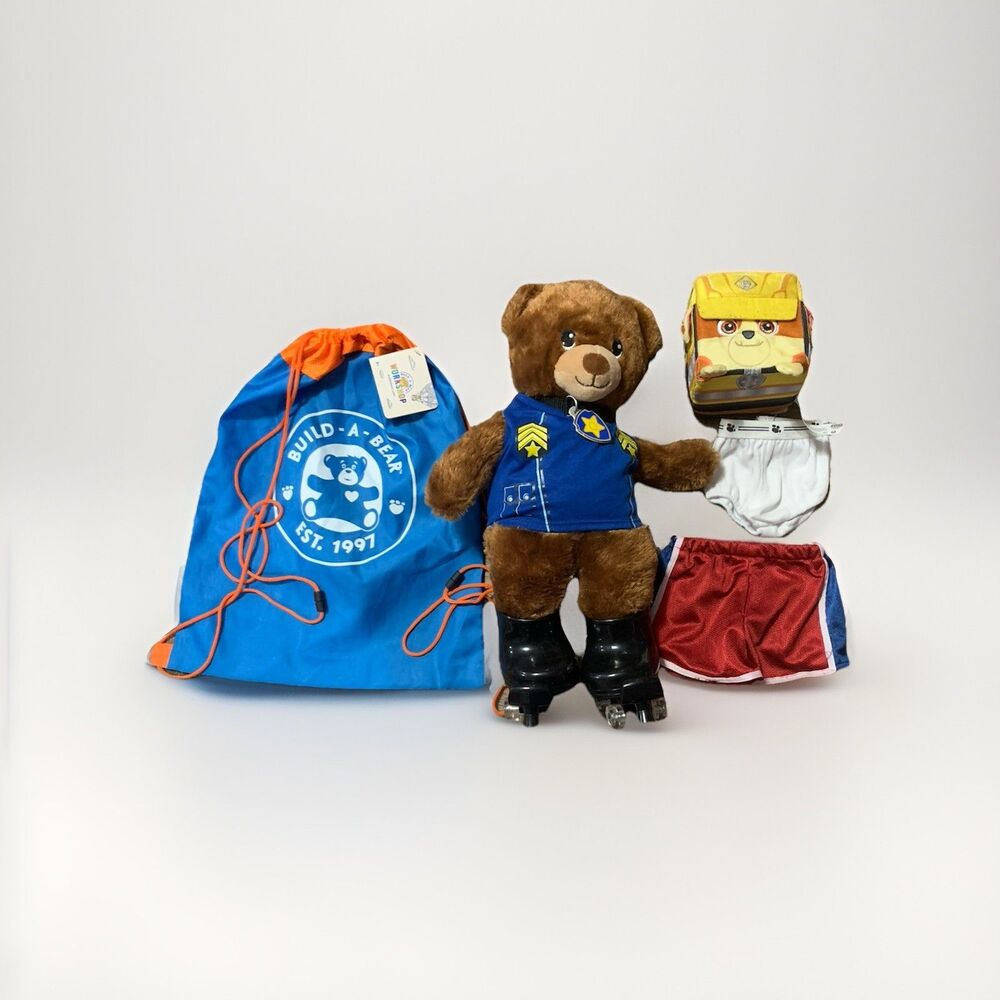 Build A Bear Plush Bear Paw Patrol Chase Outfit + Accessories Bundle Clothes Lot
